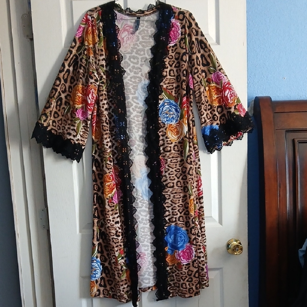 Fashion Bug Multicolor Floral Leopard Robe